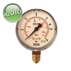 Manometro 0-60 Bar per azoto attacco 1/4 con guarnizione