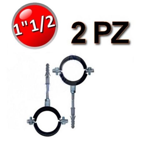 Collare in acciaio isofonico con gomma per tubi Ø 1''1/2 - busta 2 pezzi