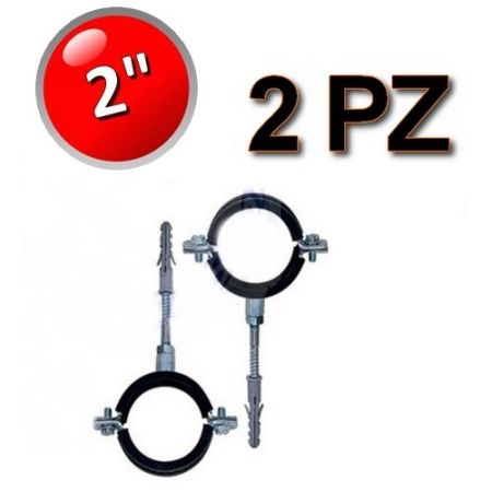 Collare in acciaio isofonico con gomma per tubi Ø 2'' - busta 2 pezzi