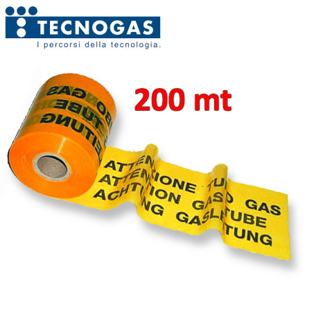 Nastro segnaletico rotolo H. 1,20 x 200 mt - ATTENZIONE TUBO GAS
