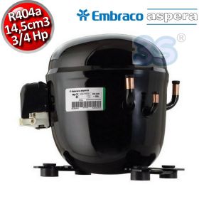 Compressore gas R404A R507 CSR BOX - 3/4 Hp - 14,5 cm3 - Embraco Aspera NT6220GK