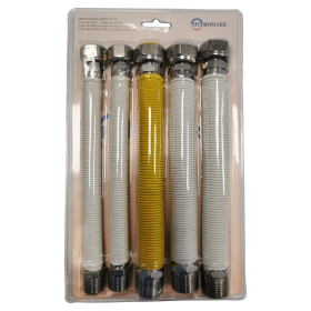Kit collegamento attacchi caldaia - 5 tubi flessibili acciaio rivestiti 2 x 1/2'' + 3 x 3/4''