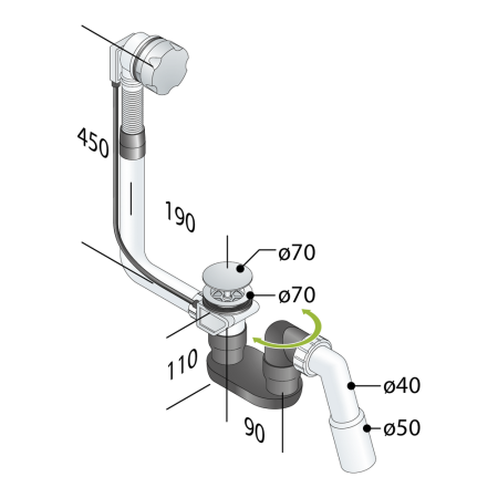 COLONNA VASCA Leonessa TEA vasca con comando a cavo in PP