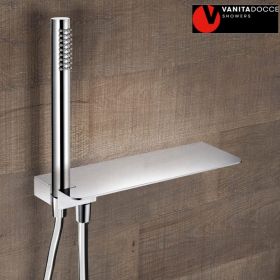 Kit doccia SHELF presa acqua con supporto, mensola e doccetta in ottone