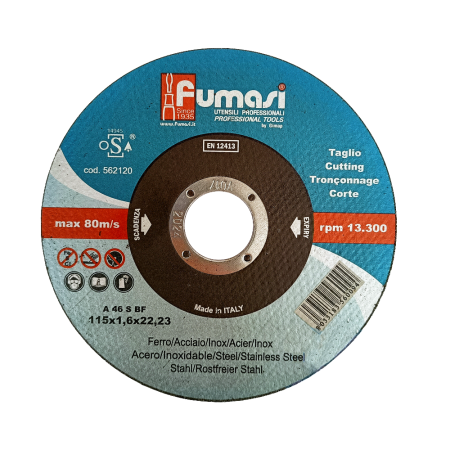 Disco taglio mola inox/ferro per flessibile Ø 115 x 1,6 x 22 (mm)