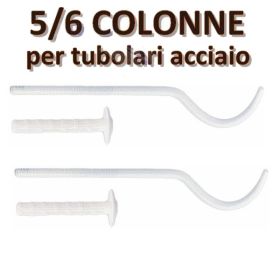Coppia di mensole bianche a tassello per radiatore tubolare 5 o 6 colonne - D.60 L.270 mm