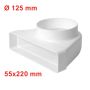 Raccordo gomito 90° in plastica per condotto aria rettangolare circolare 55x220 - Ø 125 mm per VMC cappa cucina