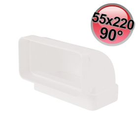 Raccordo gomito verticale 90° in plastica per condotto aria rettangolare 55x220 mm per VMC