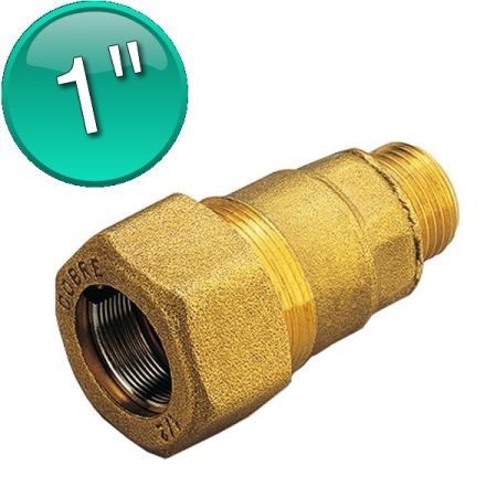 Raccordo monogiunto stringere compressione ottone 1'' per tubo ferro e acciaio - TIEMME serie 1590