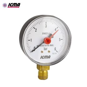 ICMA Manometro 1/4'' art. 257 per acqua attacco radiale 0-6 Bar - conforme INAIL