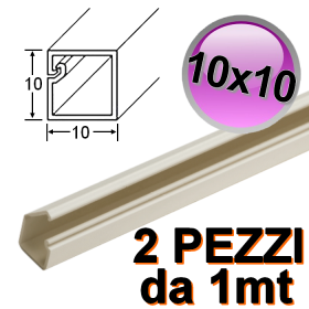 Mini canalina 10x10 mm in plastica per cavo elettrico - 2 PZ da 1 mt