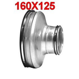 Riduzione stampata maschio maschio in acciaio zincato per condotti 160x125 mm