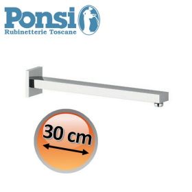 Braccio doccia quadrato L. 300 mm in ottone cromato - Ponsi