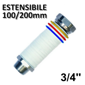 Tubo in acciaio flessibile 3/4'' estensibile 100/200 mm - per acqua e gas