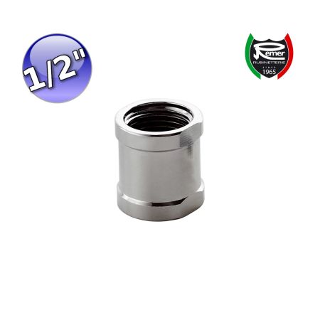 Manicotto raccordo in ottone cromato FF - 1/2''