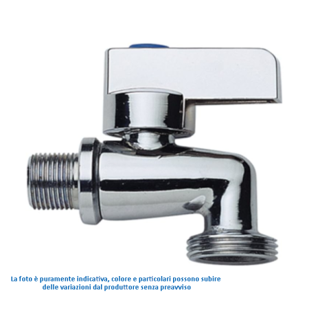 Rubinetto lavatrice a sfera prolungato 1/2'' x 3/4'' cromato