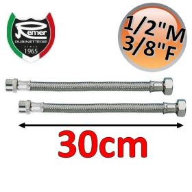 Coppia tubi flessibili acqua FLEXITALY 30cm - 1/2 maschio 3/8 femmina