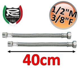 Coppia tubi flessibili acqua FLEXITALY 40cm - 1/2 maschio 3/8 femmina