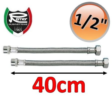 Coppia tubi flessibili acqua FLEXITALY 40cm - 1/2 maschio femmina