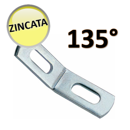 OTER - Piastra angolare a 135° con 2 asole per abbinamento con profilato