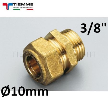 Bicono raccordo a compressione per tubo in rame - maschio 3/8'' x Ø 10 mm