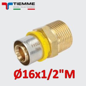 Multistrato per gas - raccordo dritto maschio 1/2'' x Ø 16 mm