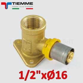 Multistrato per gas - raccordo curvo gomito femmina con flangia 1/2'' x Ø 16 mm