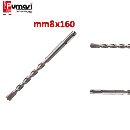 Punta trapano e martello SDS-PLUS mm 8 X 160 per calcestruzzo e muratura