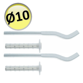 COPPIA DI MENSOLE BIANCHE A TASSELLO PER RADIATORE CALORIFERO IN ALLUMINIO - D.70 L.170 / FORO Ø 10 mm