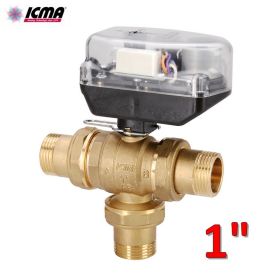 ICMA 343 - Valvola di zona a sfera 1'' deviatrice 3 vie completa di servocomando 230v