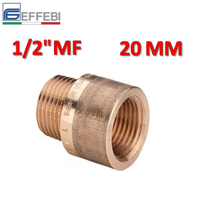 Prolunga in bronzo 1/2'' MF lunghezza 20 mm