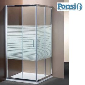 Box doccia rettangolare con 2 porte scorrevoli - cristallo serigrafato 6 mm - profilo cromato - estensibilità 68-70 x 88-90 (cm)