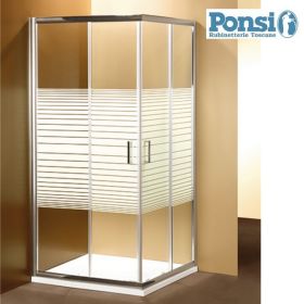 Box doccia quadrato con 2 porte scorrevoli - cristallo serigrafato 6 mm - profilo cromato - estensibilità 88-90 x 88-90 (cm) - P