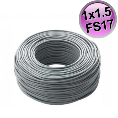Cavo filo elettrico unipolare cordina FS17 - 1 X 1,5 mmq Grigio - rotolo 100 mt
