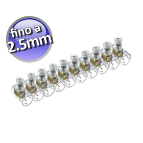 Morsetto cappellotto volante unipolare barretta 10 poli Ø massimo 2,5mm