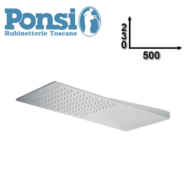 Soffione doccia 500x230 cm in acciaio inox ultrapiatto con erogazione effetto PIOGGIA/CASCATA e sistema di attacco al muro - Pon