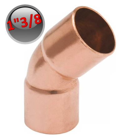 Raccordo gomito curva rame a saldare 45° 1''3/8 - 35,05 mm femmina - femmina