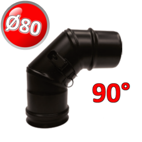 Curva 90° Ø 80 mm - acciaio a 3 settori ispezionabile nero per stufe a pellet