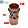 Raccordo dritto ridotto riduzione MF Ø 15 x 18 mm - rame a pressare UNICO per acqua e gas