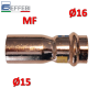 Raccordo dritto ridotto riduzione MF Ø 15 x 16 mm - rame a pressare UNICO per acqua e gas