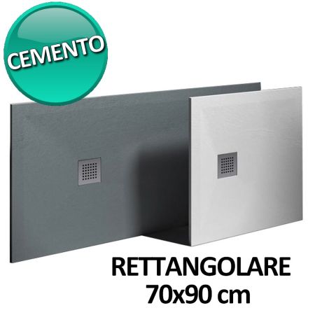 Piatto doccia 70x90 in resina e gelcoat effetto pietra - Colore Cemento