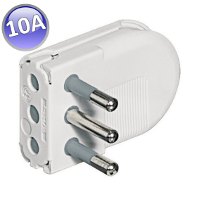 Spina volante 2P+T 10A salvaspazio - bianco