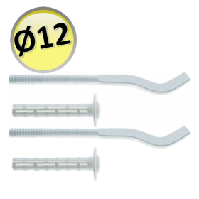 COPPIA DI MENSOLE BIANCHE A TASSELLO PER RADIATORE CALORIFERO IN ALLUMINIO - D.85 L.220 / FORO Ø 12 MM