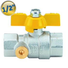 VALVOLA A SFERA PER GAS A FARFALLA DA 1/2'' CON PRESA DI PRESSIONE DA 1/4'' PER TEST IMPIANTO