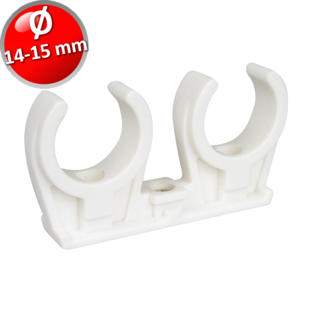 COLLARE IN PLASTICA A SCATTO DOPPIO PER TUBO RAME E MULISTRATO D. 14-15 MM