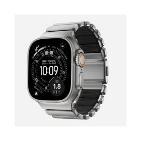 Cinturino AppleWatch Stratos Band - 49mm - Natural Titanium - Black FKM