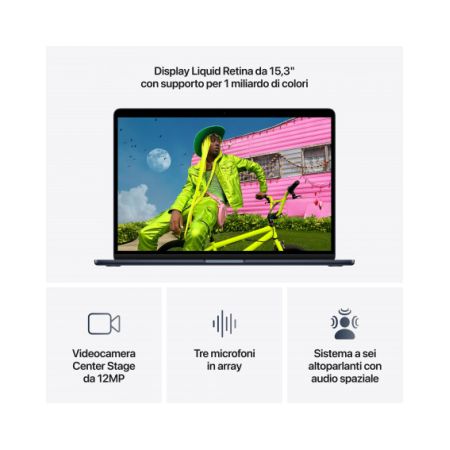 MacBook Air 15"Apple M5 chip con 10-core CPU e 10-core GPU, 16GB, 512GB SSD - Mezzanotte