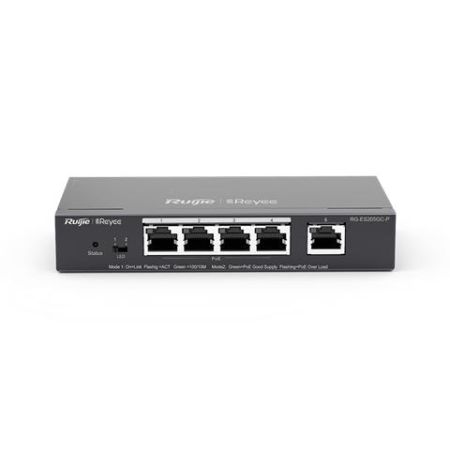 REYEE SMART SWITCH POE GIGABIT 5 P., 4 P. POE/POE+, POE POWER BUDGET 54W (CHASSIS METALLICO DESKTOP)