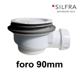 Piletta ribassata sifone per piatto doccia foro Ø 90 mm senza tappo cromato - Silfra