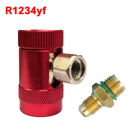 Attacco rapido alta pressione 90° con rubinetto per gas R1234yf